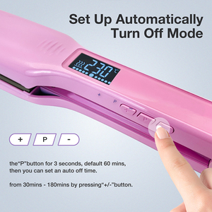Lisseur de cheveux professionnel à plaques larges rose, 480 degrés, écran LCD numérique, titane, lisseur de cheveux à marque privée - Product Image 6