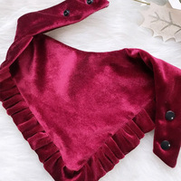 Nouveau Bandana pour Chien en Velours Luxe Bourgogne avec Volants Imprimés Design Fantaisie à Encliquetage Mode Accessoires pour Animaux de Compagnie Toutes Saisons