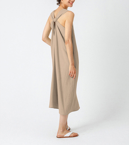 Produttore personalizzato donna Casual Maxi abito in cotone di lino senza maniche supporto personalizzato <span class=keywords><strong>50</strong></span> colori per la scelta del vestito di abbigliamento in lino - Product Image 5