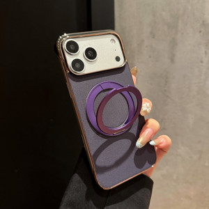 <span class=keywords><strong>Funda</strong></span> de Lujo con Marco Electrochapado y Cubierta de Tela Tejida, Soporte de Anillo Giratorio 360°, Carga Inalámbrica Magnética para <span class=keywords><strong>iPhone</strong></span> 17 Pro Max 16 - Product Image 3