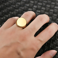 Bague Mylove personnalisée minimaliste ronde à dessus plat, plaquée or 18 carats, en laiton poli, pour hommes et femmes