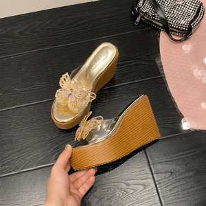 Hot Selling Women's Shoes 2023 Summer New Slope Heel Fashion Bow Sexy <b>Sandals</b> Party <b>Sandals</b> - Product Image 4