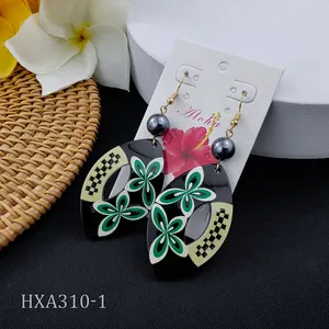 Brincos havaianos de peso leve, flor acrílico, brincos personalizados impressos