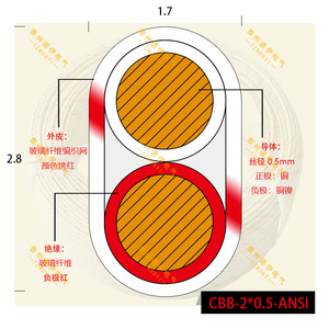 Cable de Extensión para Termopar de Tungsteno-Renio 526, Tipo C, Aislamiento de Fibra de Vidrio, Revestimiento de Silicona, 2x0.5mm, Electrónico - Product Image 3