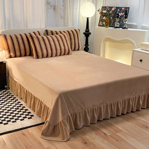 Parure <span class=keywords><strong>de</strong></span> Lit Confortable en Velours <span class=keywords><strong>de</strong></span> Lait Uni, Douce <span class=keywords><strong>et</strong></span> Exquise, Anti-Statique, <span class=keywords><strong>Housse</strong></span> <span class=keywords><strong>de</strong></span> <span class=keywords><strong>Couette</strong></span> 4 Pièces en Polyester avec Taies d'Oreiller - Product Image 6