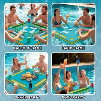 Table de Mahjong Flottante en Mousse EVA Bestseller, Design Étanche, Style Néo-Classique, 4 Emplacements pour Boissons, Emplacements pour Tuiles pour 4 Joueurs