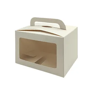 도매 종이 베이킹 재활용 포장 상자 미니 컵케익 포장 종이 케이크 상자 손잡이와 창