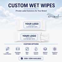 Lingettes humides personnalisées pour compagnies aériennes, marque privée, lingettes jetables, emballées individuellement, non tissées, pour le voyage et le nettoyage