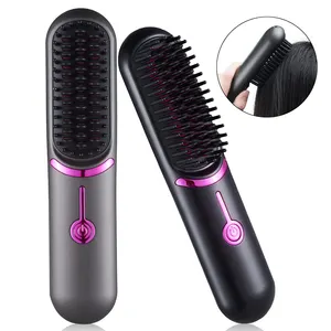 Cordless Hair Straightener Brush Portable Ionic Straightening Comb