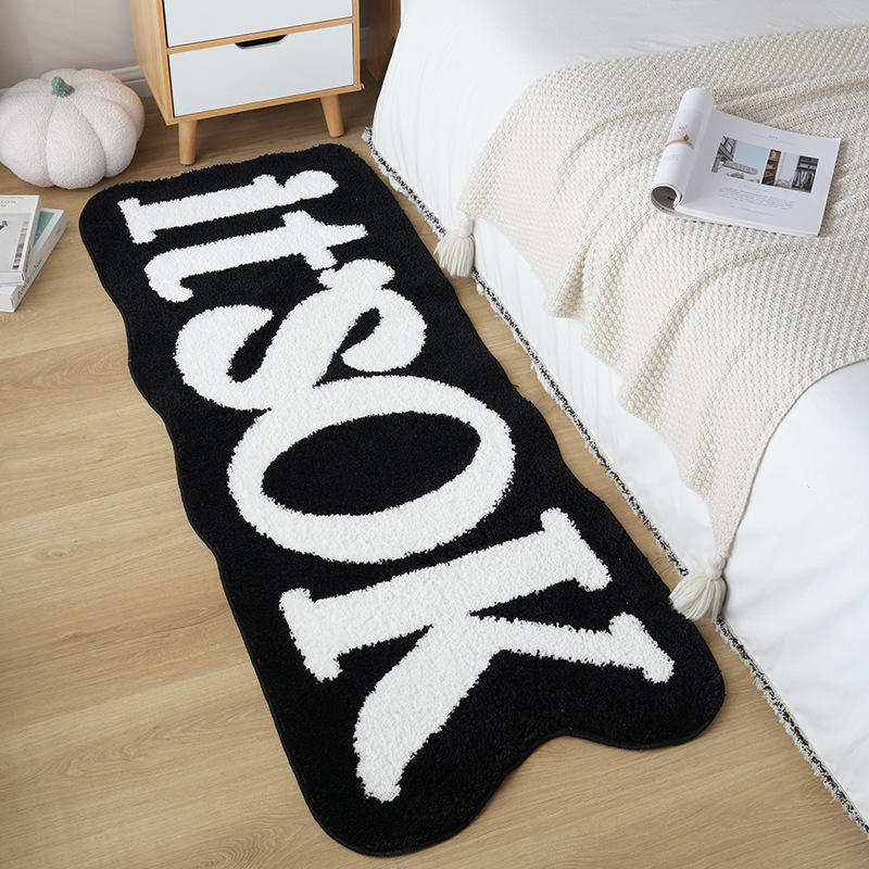 Ins Style Streetwear Irregular Flocked Carpet Black White Foldable ...