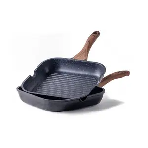 Fabricante Grill Pan Outdoor Portátil Removível Handle Granite Nonstick Beef Steak Frigideira