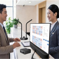 Conjunto de Monitor de Doble Pantalla de 27 Pulgadas y Mini PC con Software de Traducción de Idiomas en Tiempo Real con IA para Reuniones en Cara a Cara y Recepción en Hoteles