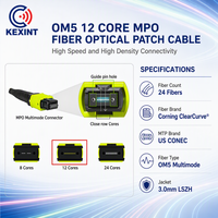 Kabel Patch MPO koxint, MPO/M-MPO/M 24 core Multimode OM5 tipe B disesuaikan 1M 5M 20M kabel Patch MPO serat optik