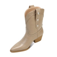 Bottes de cowboy occidentales personnalisables pour femmes, mi-mollet, à bout pointu et talon épais, avec semelle extérieure en caoutchouc, pour printemps/automne/hiver/été