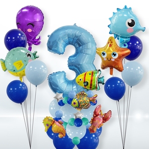 Fournitures de fête d'<span class=keywords><strong>anniversaire</strong></span> à thème Sea World Ocean Party Boy Baby Shower Baby 1st Birthday Birthday Decoration Set Ballons - Product Image 1