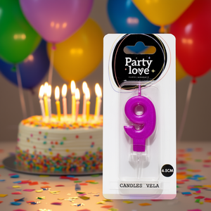 Vela de Cumpleaños Party Love Color Fucsia Número 9, 4.5 cm - Product Image 3