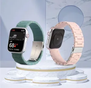 苹果手表系列7 6 5 4 3 SE高弹力智能手表皮带更换表带带金属扣的硅胶表带