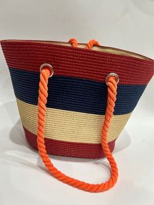Wholesale Lady Summer Stripped Design Paper <b>Straw</b> Tote <b>Bag</b> Women Summer Handbag with Thick Rope - Product Image 6