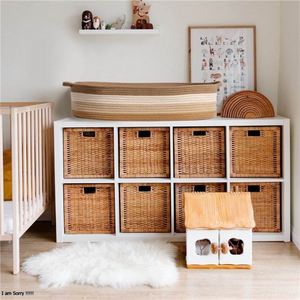 Panier en bambou tissé rotin enfants bébé <span class=keywords><strong>Photo</strong></span> chambre d'enfants Premium ensemble à langer nouveau-né cadeau main petits paniers pour la douche - Product Image 5