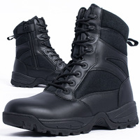 Bottes tactiques DF22 pour hommes, en cuir, imperméables, hautes, pour l'extérieur, toutes saisons, noires