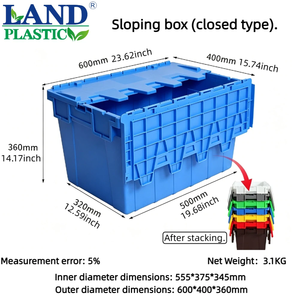 Contenedor de Plástico Apilable en Ángulo Cerrado, 3 Tamaños, 260/320/360 mm de Altura, para Logística y Talleres Industriales - Product Image 2