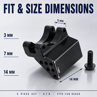 Support de fixation réglable en alliage d'aluminium pour tige de liaison, compatible avec les modèles de voitures RC Crawler noires à l'échelle 1/24, pièces de rechange et accessoires de mise à niveau