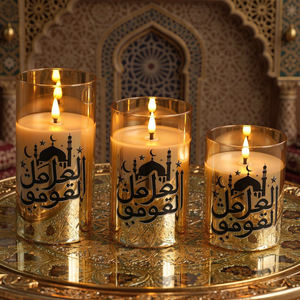 Lilin LED Kaca Berbahan Lilin Parafin Bertenaga Baterai untuk Dekorasi Festival Ramadhan Idul Fitri dari Matti - Product Image 2