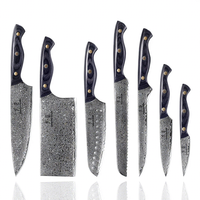 Couteaux de cuisine professionnels de haute qualité, ensemble de couteaux de chef, manche en bois noir, couteau en acier Damas