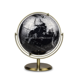 Globe du <span class=keywords><strong>monde</strong></span> bleu métallisé 20cm avec carte politique <span class=keywords><strong>HD</strong></span> Base en fer artistique décor de bureau moderne outil de géographie - Product Image 4