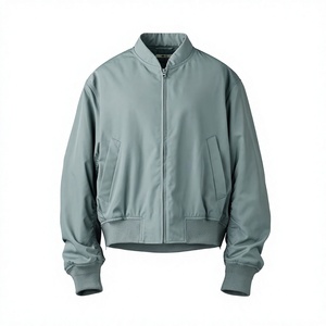 Blouson Bomber Homme Couleur Unie Fermeture Éclair Poche Avant Coupe-Vent Respirant Décontracté Hiver Coupe Classique Nylon/Polyester Col Montant - Product Image 2