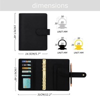 Hongbo – Couverture de carnet à 6 anneaux A6 en cuir grainé écologique, 35 couleurs, best-seller, noir/doré, avec option de feuilles mobiles