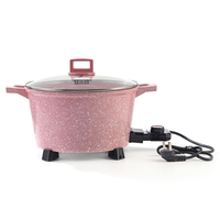 MGC Cuisine 28 marmites électriques fond plat rose saupoudré point blanc antiadhésif en aluminium moulé sous pression casserole en métal