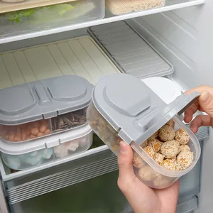 Plastic Dubbele Grid Gesp Verzegelde Opslag Pot Huishoudelijke Keuken Koelkast Opbergdoos Voedsel Opslag Container