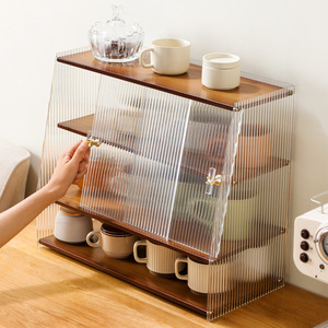 Acrylic desktop storage box, cup holder, <b>kitchen</b> tableware <b>rack</b>, water cup, tea set, and tableware storage cabinet - Product Image 1