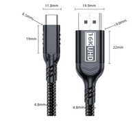 Haute définition 16K type-c DP2.1 câble 2M Thunderbolt adaptateur d'affichage PVC Compatible 8K4K Nylon tressé paire torsadée moniteur