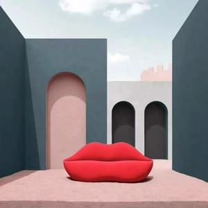 Sofá de Salón de Diseño Moderno <span class=keywords><strong>en</strong></span> Forma de Labios, Tapizado <span class=keywords><strong>en</strong></span> Terciopelo, Color Dorado, Rosa y Rojo, Sofá <span class=keywords><strong>en</strong></span> Forma de Beso - Product Image 5