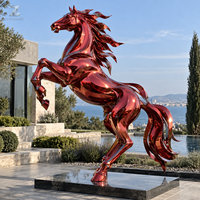 Sculpture de cheval en acier inoxydable pour extérieur, finition miroir, statue animale personnalisée, art métallique durable pour hôtel, place publique, cour, jardin