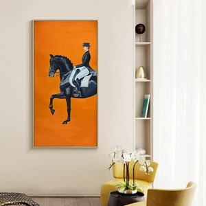 Minimaliste cheval femme <span class=keywords><strong>Orange</strong></span> abstrait toile Art mural affiches imprimés salon mur Art décor peinture sur toile - Product Image 1