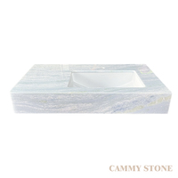 Cammy Stone – Grand lavabo mural en marbre bleu cristal, design moderne et durable, idéal pour ferme, hôtel, appartement, salle de bain, hôpital