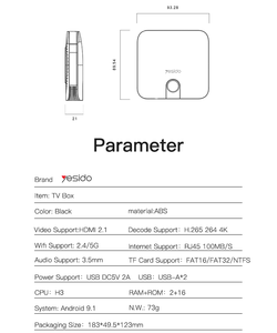 กล่องรับสัญญาณทีวี Yesido ความละเอียด 4K Ultra HD พร้อมรีโมทคอนโทรลในตัว รองรับคลื่นความถี่ 2.4G และ 5G สองโหมดการทำงาน - Product Image 6