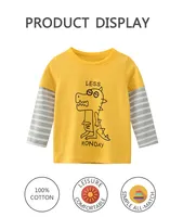 Hoge Kwaliteit Groothandel T Shirt Kinderen T-shirt Lange Mouw 100% Gekamd Katoen Voor Kinderen Jongens