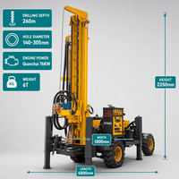Foreuse hydraulique de puits d'eau de type remorque haute efficacité KY260S avec moteur Quanchai 76KW