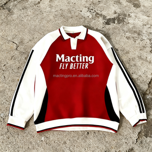 Sweat-shirts surdimensionnés personnalisés OEM, broderie rayée, polo à manches longues pour hommes - Product Image 4