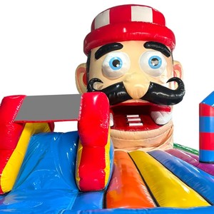 Château gonflable de style tente de cirque avec toboggans, grand centre de jeux gonflable pour enfants avec décorations de maître de cérémonie et de clown - Product Image 4