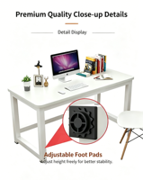 Escritorio Moderno para Oficina en Casa, Mesa de Escritura para PC y Laptop con Superficie Grande, Escritorio de Trabajo Resistente con Patas de Metal para Dormitorio o Sala de Estudio