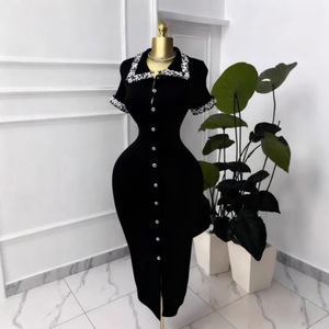 <span class=keywords><strong>Robe</strong></span> midi élégante rouge avec col contrastant et boutons, belle <span class=keywords><strong>robe</strong></span> pour femmes, robes décontractées de boutique - Product Image 6