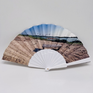 QM Saving Spotlight Custom Printed logo Folding <b>Fan</b> 23cm Plastic <b>Hand</b> <b>Held</b> <b>Fan</b> for Wedding Festival Favors - Product Image 2