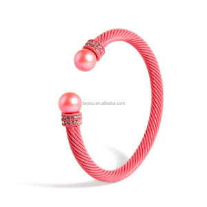 All'ingrosso nuovi accessori di moda semplici per le mani braccialetti in acciaio inossidabile personalizzati braccialetti di <span class=keywords><strong>perle</strong></span> verdi <span class=keywords><strong>rosa</strong></span> - Product Image 2