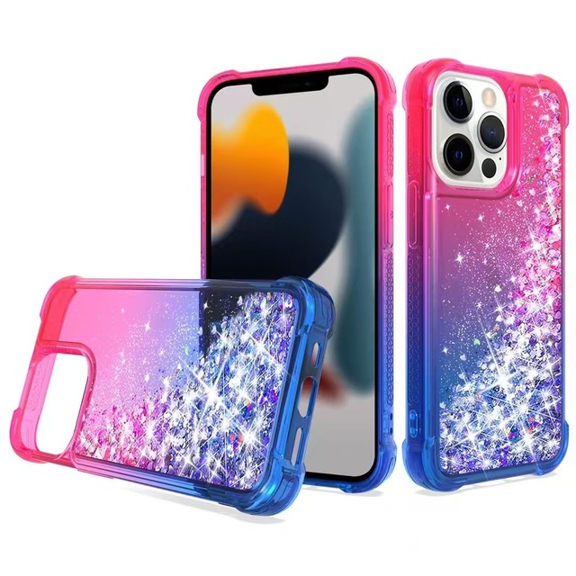Customized Luminous Liquid Case 3 in 1 Mobile Phone Case for Iphone 16 Glitter Liquid Phone Case for Tecno Spark Go Xiaomi