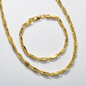 Ensemble de bijoux collier et bracelet en or plaqué 18 carats classique de luxe personnalisé pour femmes - Mariage, fiançailles, anniversaire - Product Image 3